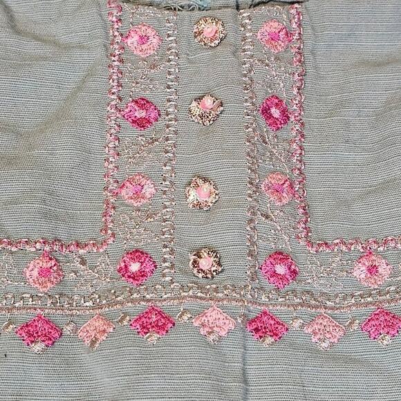 Minnie Minor Baby Tunic, Almost Mint Green with Metallic Embroidery, 6-9 Months - Picture 6 of 6